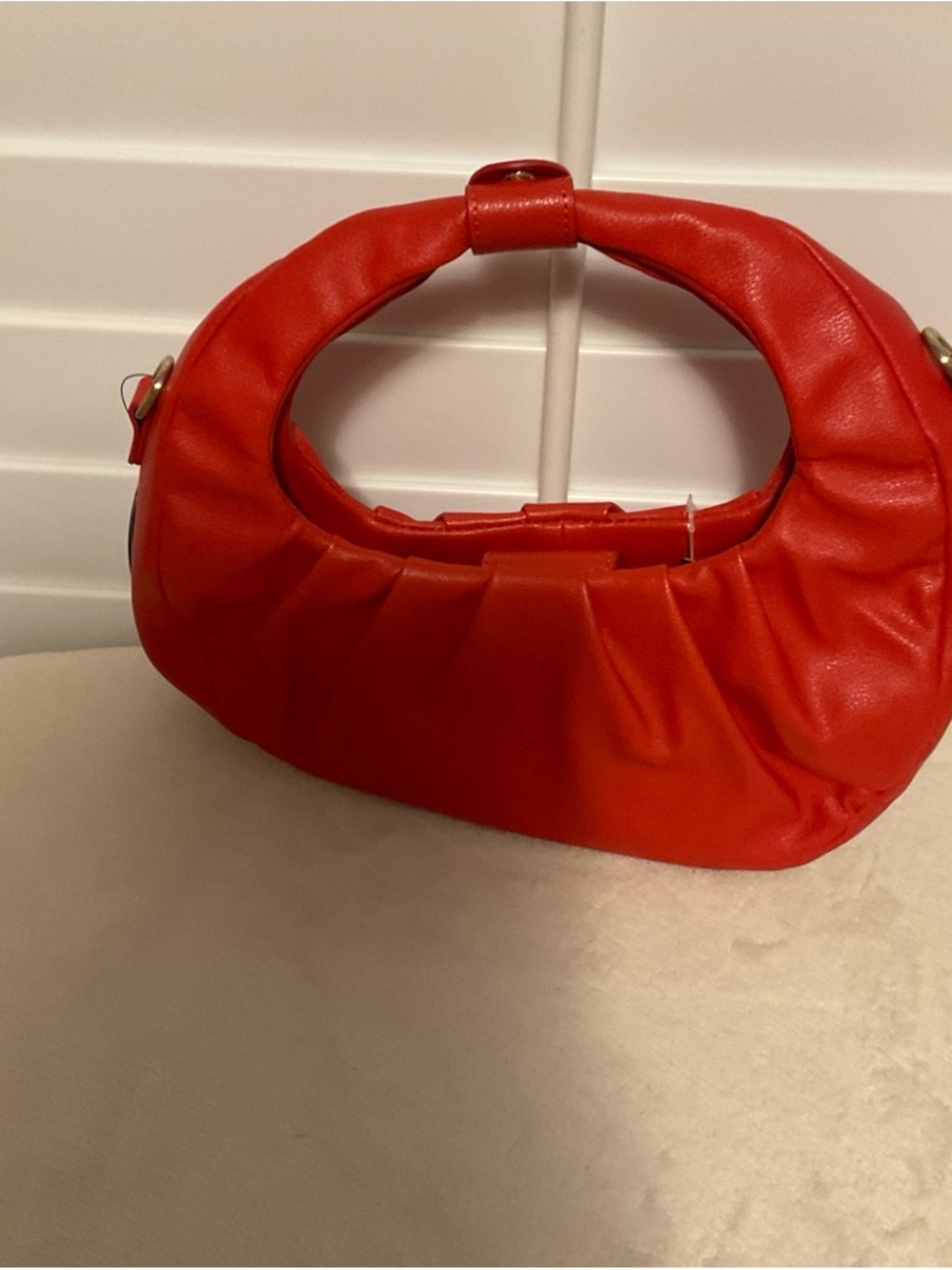 Sleek Red Crescent Mini Shoulder Bag